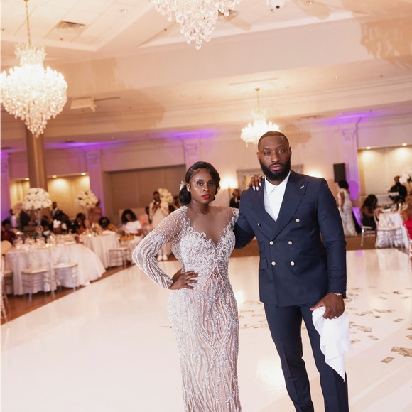 Custom made beaded reception dress